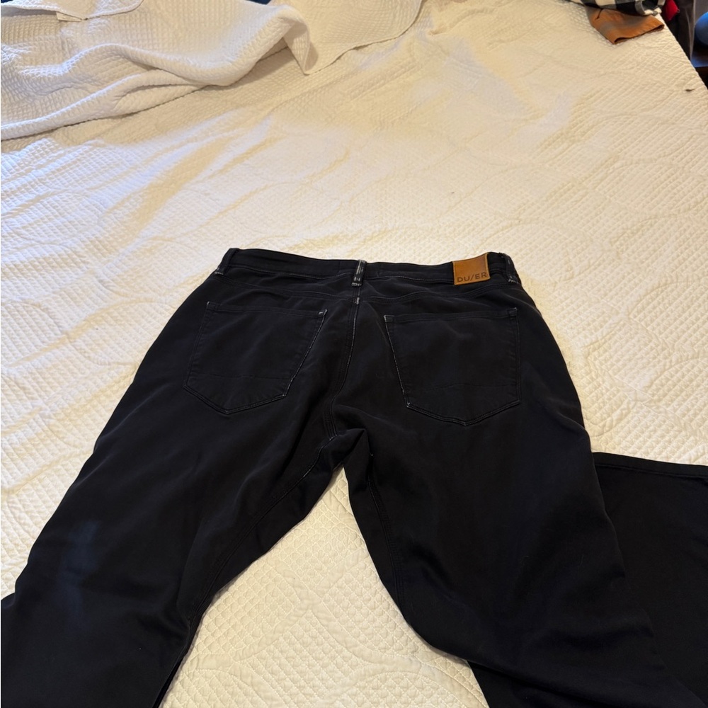 DU/ER Men’s Black Stretch 5-Pocket Pants Raw Hem Performance Jeans 36x30 - Picture 3 of 5